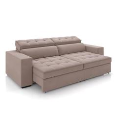 Sofá Decorativo Hugo 3 Lugares 246cm Reclinável e Retrátil Veludo Rosê G45 - Gran Belo