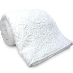 Toalha de Banho Gigante Dohler Provença Jacquard 100% Algodão Banhão Macia Textura 90 x 150 cm (Branco)
