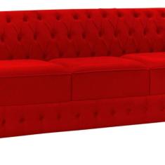 Namoradeira Chesterfield Bourbon Veludo 3 Lugares Vermelho