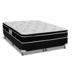 Cama Box Queen: Colchão Molas Ortobom Nanolastic Physical Spring + Base CRC Suede Black(158x198)