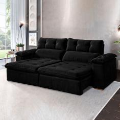 Sofá Retrátil e Reclinável 3 Lugares 230cm Vancouver Preto