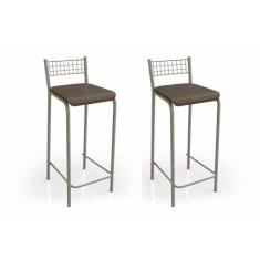Kit 2 Banqueta de Cozinha Gênova 2B705NK 2 Un Níquel/Marrom - Kappesbe