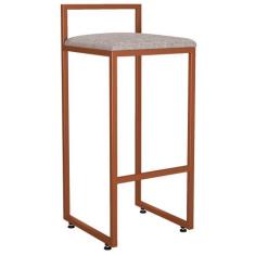 Banqueta Alta Para Cozinha Sala de Jantar Hanna L02 Bronze Linho Bege 