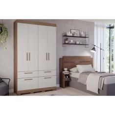 Guarda Roupa 5 Portas e 3 Gavetas Porto Cinamomo/Off White - Panan