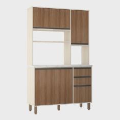 Armário de Cozinha Compacta com 5 Portas e 3 Gavetas Linea Luciane Móveis