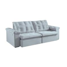 Sofá 3 Lugares Retrátil e Reclinável Itaguaí Veludo Cinza 230 cm