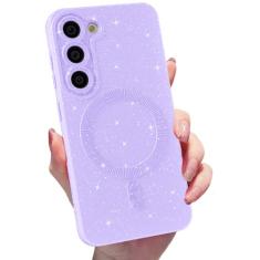 MINSCOSE Capa de celular magnética neon para Samsung Galaxy S23 Plus, glitter brilhante, fina, à prova de choque, para mulheres e meninas, compatível com Magsafe e suporte de carregamento sem fio