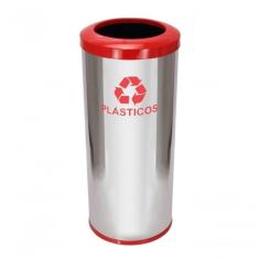 Lixeira Em Inox Com Aro Vermelho