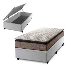 Conjunto Box Baú Atlanta Bege 96x203x69 Espuma D45 - King House