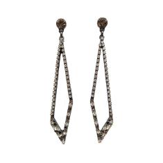 Brinco Armazem Rr Bijoux Comprido Cristais Grafite