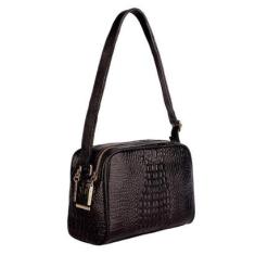 Bolsa quadrada de couro croco Daiana-Feminino