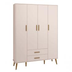 Guarda-roupa Retrô 4 Portas Isis Rosa Fosco - Moveisaqui