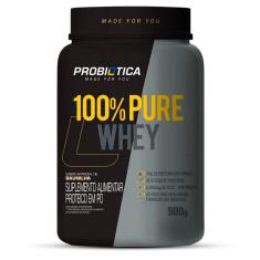 100% Pure Whey Concentrado 900g Sabor Baunilha Probiótica-Unissex