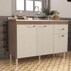 Balcão de Pia 120cm Gabinete de Cozinha Sem Tampo