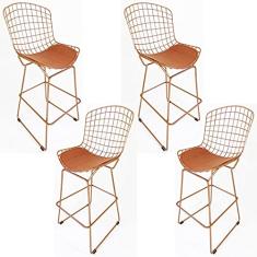 Kit 4 Banquetas BERTÓIA cobre altura 60cm - Poltronas do Sul