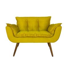 Namoradeira Decorativa Estofada Para Consultório Opala Suede Amarelo - LM DECOR