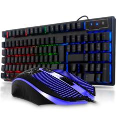 KIT TECLADO E MOUSE GAMER LED RGB USB ABNT2 MULTIMIDI HK8900