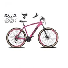 Bicicleta Aro 29 Ksw Xlt 24v K7 Câmbios Shimano Freio Hidráulico Garfo Trava Pneu Faixa - Rosa Tam.15