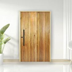 Porta Pivotante Ripada Cedro Batente 14 Puxador Tubo 110 X 210 Esquerdo Natural