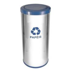 Lixeira Em Aço Inox Com Tampa Meia Esfera Plástica 50 Litros - Jsn