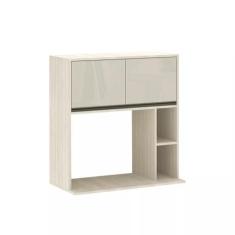 Armário Aéreo de Cozinha 80cm 2 Portas 4 Prateleiras e Nicho Microonda