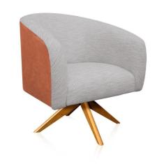 Poltrona Giratória Stella Corano Nozes Base Madeira D'rossi