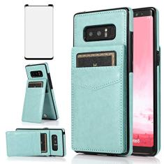 Capa de telefone para Samsung Galaxy Note 8 com protetor de tela de vidro temperado e suporte para cartão de crédito capa carteira suporte acessórios de celular de couro Glaxay Note8 Not S8 Galaxies