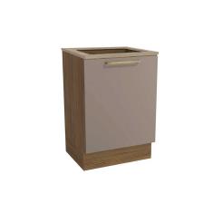 Balcão de Cozinha Modulado Botanic M629 p/Cooktop 1 Porta c/Tampo 60cm Nogueira/Fendi/Nogueira - Kappesberg