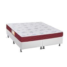 Cama Box Queen: Colchão Espuma Castor Sleep Max + Base Crc Courano White(158X198)