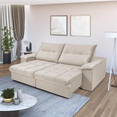 Sofá Dallas 2,90 Reclinável Conforto Sala De Casa Retrátil 5 Lugares Império Areia 162