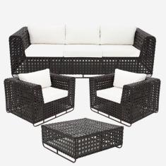 Conjunto De Sofá Completo De Varanda Modelo Fúcsia Preto com Branco