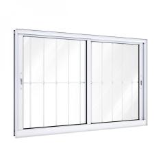 Janela de Aluminio de Correr Lateral 2 Folhas Móveis com Grade 100x120 Lucasa Branco