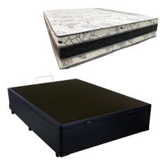 Cama Base Box Baú Casal Super Confort Sintético Preto + Colchão Casal Super Confort D33  28x138x188