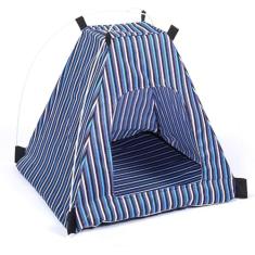 Tenda para animais de estimação, respirável, dobrável, listrada, filhote de cachorro, cama de gato, casa de tenda para cachorro com almofada correspondente para gato de cachorro pequeno e médio, barra