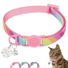 Coleira para gatos com etiqueta de nome de código QR, coleiras de gatinho com glitter com sino, etiquetas personalizadas, ultraduráveis, confortáveis, de liberação rápida, serve para a maioria dos