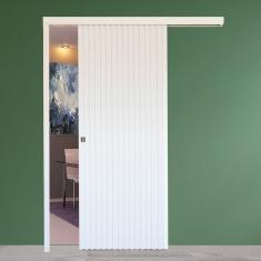 Kit Para Porta de Correr Ripada Branco 82cm com Fechadura Branco