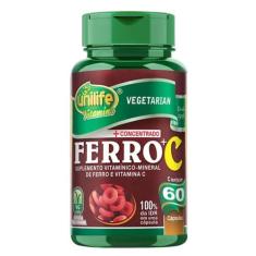 Ferro + vitamina C 60 cápsulas de 500mg - Unilife, Brasil, Unissex, Ún