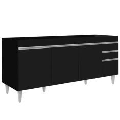 Balcão Gabinete Para Pia 180cm Sem Tampo Dallas Preto - Lumil - Lumil 