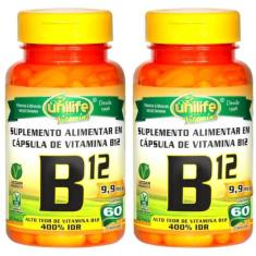 Vitamina B12 Cobalamina Vegana 60 cápsulas de 450mg Kit com 2 - Unilif