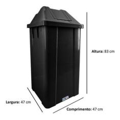 Lixeira Quadrada Com Tampa Vai E Vem Preta 100 Litros - JSN