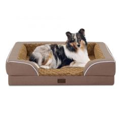Casa Paw Camas ortopédicas para cães de tamanho grande, com espuma viscoelástica à prova d'água, grande, para animais de estimação, com laterais 91 x 69 cm, antiderrapante, espuma de ovos, sofá-cama