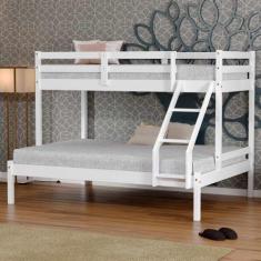 Beliche Com Cama Casal Slim Rb Madeira Maciça Branco Housin