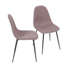 Kit 2 Cadeiras Em Linho Base Madeira Charla Or Design Marrom
