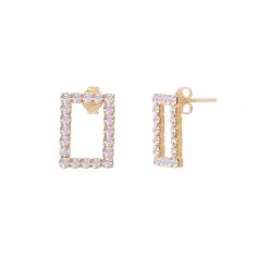 Brinco Delicado Strass Folheado A Ouro 18K