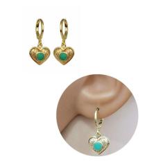 Brinco Infantil Argolinha Folheado Ouro 18k Design Coração - MIXFOLHEA