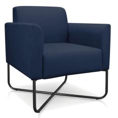 Poltrona Marisa Suede Base X Industrial Preta Azul Marinho
