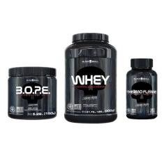 Kit whey + pré-treino bope + termogênico - BLACK SKULL, N/A, MORANGO E
