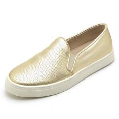 Tenis Slip On Iate Couro Feminino Calce Facil Moderno Palmilha Confort
