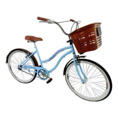 Bicicleta Aro 26 Adulto  Vintage Cesta Grande Azul Bb Claro - Maria Cl
