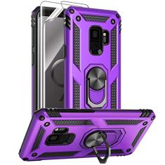 Androgate Capa para Samsung Galaxy S9 com protetores de tela HD, suporte de anel de metal de nível militar com suporte de 4,5 m, capa à prova de choque testada contra quedas para Samsung Galaxy S9